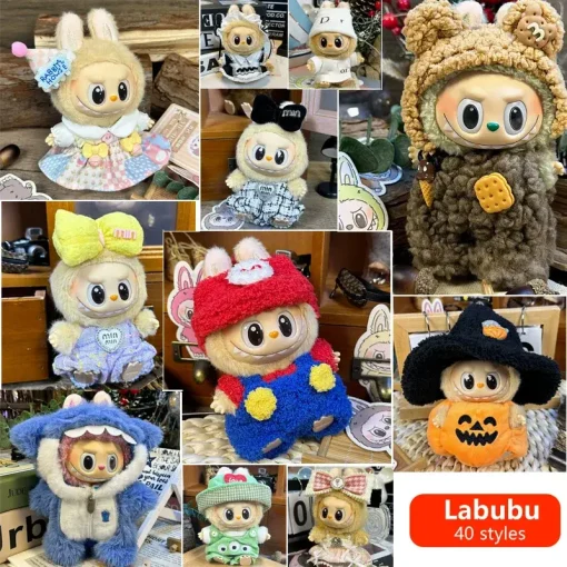40 styles Labubu Doll Clothes Fashion Overalls Labubu Idol V1 V2 Dolls Clothing Accessories 15/17cm Plush Doll Universal