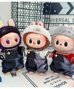 Only Clothes 17cm Labubu Doll Clothes Vinyl Doll Set Fashionable And Cute T-Shirt Overalls Sweatshirt Change Accessories Trendy