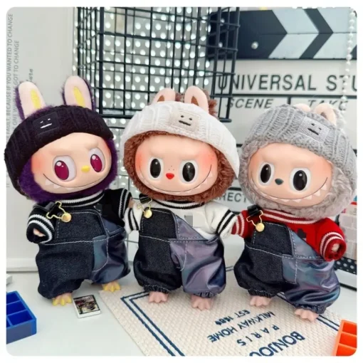 Only Clothes 17cm Labubu Doll Clothes Vinyl Doll Set Fashionable And Cute T-Shirt Overalls Sweatshirt Change Accessories Trendy