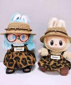 For 15-17cm Labubu Clothes V1 V2 V3 Leopard Patterned Shoulder Strap Skirt  Accessories Suit For Labubu Outfits Doll Gift