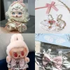 Cute Labubu Girl Skirts Tops 2pcs Kids Clothes Set Kawaii Print Baby T Shirt Pleated Skirt Suit Toddler Tee Short Dress Outfit 3
