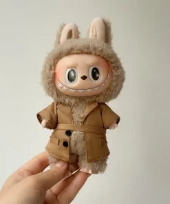 New Labubu Trench Coat with Belt 17cm Baby Coat Mini Doll The Spring and Autumn Coat Labubu Accessories
