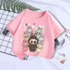 Labubu Melody Kids T-shirt Cute Letters A-Z Anime Print Cotton Girl Summer Tees Short Sleeve Y2K Trend Streetwear Kawaii Clothes 3