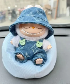 17cm Labubu Doll's Clothes Denim four leaf clover set Outfit Accessories Clothing DIY Kids Gift Sweet Princess