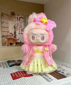 17cm Labubu 3.0 Doll Clothes - Macaron Outfit Set with Hair Accessories, Cute DIY Gift for Kids