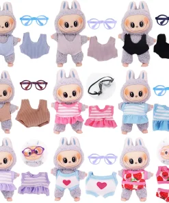 Doll Clothes One-piece Swimsuit+Glasses Diving Mask For 15-17cm Plush Labubu Doll Mini Kpop Accessories Plush Stuffed Toy,Gifts