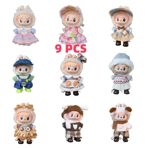 17cm Mini Plush Doll Clothing Accessories Bjd  Korea Kpop Exo Labubu  Idol V1  V2 Sweater Headband Suit Clothing Gift Dress