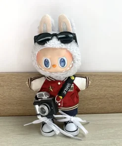 Red baseball jacket set doll clothes accessories for 15/17cm Labubu V2 V3 plush doll clothes clothing