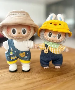 For 15-17 cm v1v2 Labubu Clothes outfit Labubu Sitting Party Bear Label Scarf Hat Bag Dolls Accessories Cute Decoration