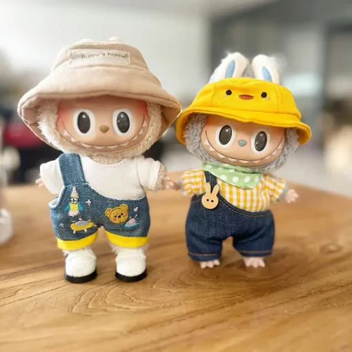 For 15-17 cm v1v2 Labubu Clothes outfit Labubu Sitting Party Bear Label Scarf Hat Bag Dolls Accessories Cute Decoration