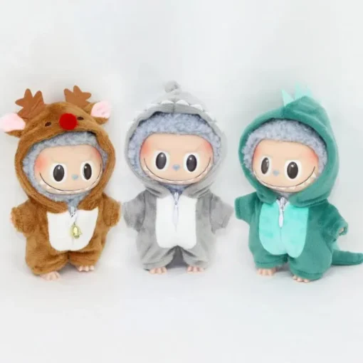 Only Clothes For 15 To 17cm Labubu Vinyl Pendant Doll Cute Household Clothes Doll Elk Shark Cute Wild Clothes Animal Party