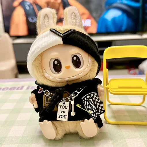 For 17cm Labubu Cute Mini Labubu Clothes Kawaii Cartoon Hoodie Doll Sitting Party Outfit Clothing Doll  Accessories DIY Gifts