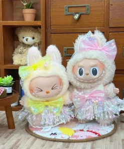 Labubu 15cm/17cm Doll Clothing Sitting Party Doll Clothes Yellow Pink Princess For Labubu I II III