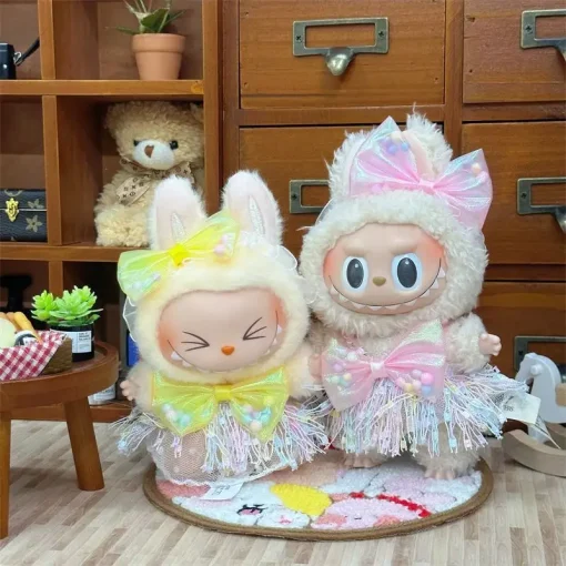 Labubu 15cm/17cm Doll Clothing Sitting Party Doll Clothes Yellow Pink Princess For Labubu I II III