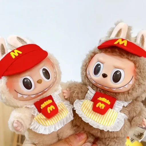 17cm Labubu Clothes Outfit Accessories For Labubu Dolls Clothing Kid Gift French Fries Apron And M Hat