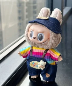 Labubu 17cm Doll's Clothes The Monsters Rainbow Suit Mini Plush Doll Clothing for Labubu I II Idol Dolls Fans Gift