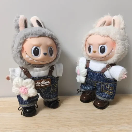 17cm Labubu Doll Outfits Designer Luxury Labubu Doll Clothes Fashion Overalls Set Plush Toys Clothes Labubu Doll Accessories