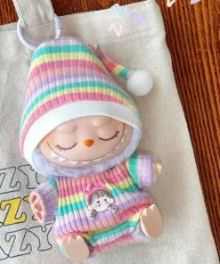 17cm Mini Plush Doll'S Clothes Outfit Accessories For Korea Kpop Labubu Idol Sitting Party V1 V2 Autumn onesie hat set Clothing