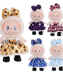Only Clothes 17cm Cute Mini Plush Doll's Clothes Outfit Accessories For Labubu Dolls Clothing Kids Gift Skirt Set