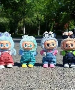 For 15/17cm Ropa Labubu Doll Clothes Outfit Solid candy color Denim overalls Dolls Accessories