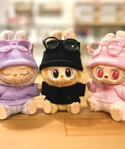 Doll'S Clothes Outfit Accessories For 15-17cm Ropa Labubu doll Flanged hat pullover T-shirt short pleated skirt set Clothing
