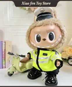 38cm The Monster Labubu Clothes Plush Doll Clothing Traffic Police Transportation Uniform Set Cool Cute Doll Clothes Accessories