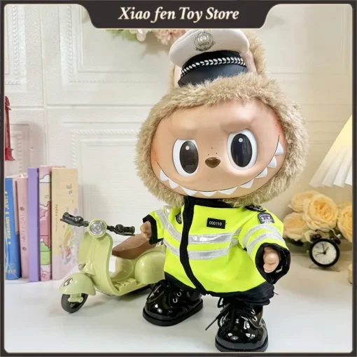 38cm The Monster Labubu Clothes Plush Doll Clothing Traffic Police Transportation Uniform Set Cool Cute Doll Clothes Accessories