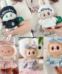 17cm Labubu I II Idol Dolls Cute Mini Plush Doll'S Clothes Korea Kpop Exo Idol Dolls DIY Accessories Pink Skirt Gifts New Style