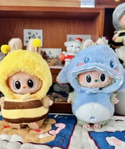 17cm Cute Mini Plush Doll's Clothes Outfit Accessories For Korea Kpop Exo Labubu Idol Dolls Bee/Shark Suit Clothing DIY Kid Gift