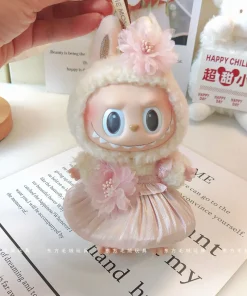 Labubu Labubu Macaron Blind Box Pendant Clothes Replacement Vinyl Keychain Baby Clothes Pink Skirt