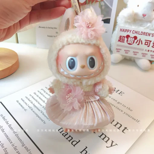 Labubu Labubu Macaron Blind Box Pendant Clothes Replacement Vinyl Keychain Baby Clothes Pink Skirt