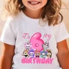 Cute Labubu Girl Birthday Clothes Short Sleeve Toddler Number Tee Forest Elf Cartoon Children Cotton T Shirt Summer Kids Tops
