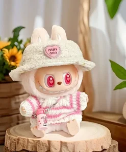 Ropa Labubu Doll Shirts For 17cm Labubu Plush Doll Striped Sweater Kid Toy Girl Gift Cute Match Pink/Blue
