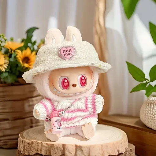Ropa Labubu Doll Shirts For 17cm Labubu Plush Doll Striped Sweater Kid Toy Girl Gift Cute Match Pink/Blue