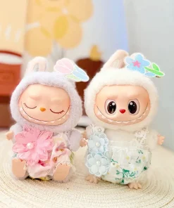 Labubu Doll Clothes Pink Floral Dream Jumpsuit Replacement 15/17cm Labubu I II Idol Dolls Sitting Party Accessories