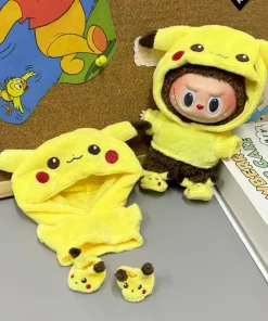 Mini Plush Doll Clothing Set Cute Pikachu Suit Cartoon Labubu Vinyl Doll Kpop Idol Doll Clothing Accessories