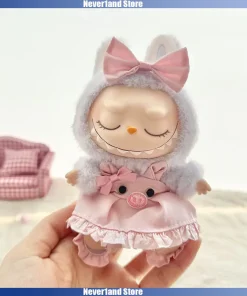 Cute Pink Piglet Mini Doll Sweet Suspenders Clothes Labubu Idol V1 V2 Dolls Clothing Accessories 15/17cm Plush Doll Universal