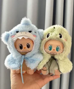 17cm Mini Plush Doll'S Clothes Labubu I II Idol Dolls Sitting Party Cute Shark Dinosaur Cape Accessories For Korea Kpop Exo