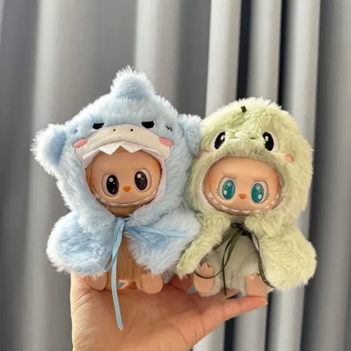 17cm Mini Plush Doll'S Clothes Labubu I II Idol Dolls Sitting Party Cute Shark Dinosaur Cape Accessories For Korea Kpop Exo