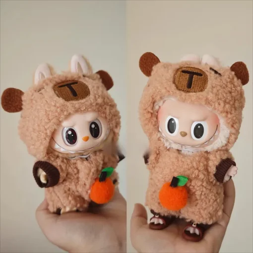 Ropa de muñeca Labubu de 17cm, traje de capibara Cos V1 V2 V3, conjunto de ropa elegante para muñecos de peluche, accesorios