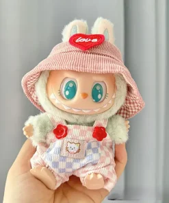 For 15cm cute mini labubu clothes  Kawaii Cartoon Bib Pants  With matching shoes Labubu Accessories