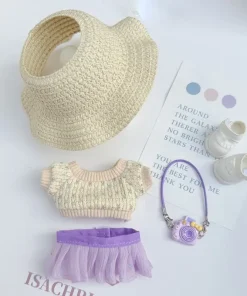 Labubu Clothes For Labubu Sitting Party Series Summer Sweet Yarn Skirt Hat For Labubu v1 v2  Clothes