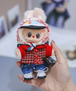 【only clothes】15cm/17cm South Korea Star Labubu V1 Sitting Party V2 Macaron Doll Clothes Cute Red Trend