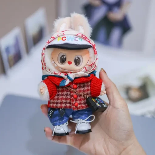 【only clothes】15cm/17cm South Korea Star Labubu V1 Sitting Party V2 Macaron Doll Clothes Cute Red Trend