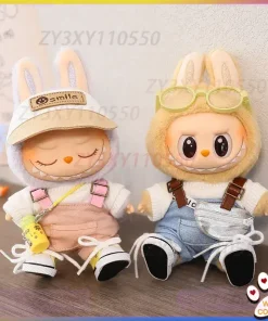 Only Clothes Labubu 17cm Clothing Figurine Labubu Macaron Pendant Clothing Hoodie Shoulder Strap Pants Hat Shoes