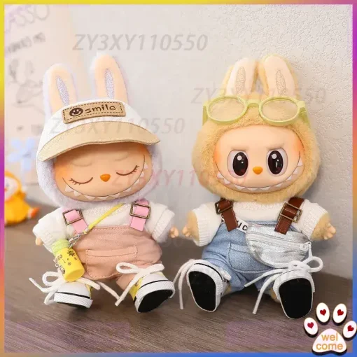 Only Clothes Labubu 17cm Clothing Figurine Labubu Macaron Pendant Clothing Hoodie Shoulder Strap Pants Hat Shoes