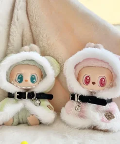 17cm Mini Plush Doll'S Clothes Labubu I II Idol Dolls Sitting Party Clothing Pink Green Blue Cape Accessories for Korea Kpop Exo