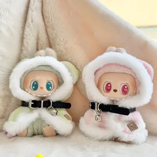 17cm Mini Plush Doll'S Clothes Labubu I II Idol Dolls Sitting Party Clothing Pink Green Blue Cape Accessories for Korea Kpop Exo