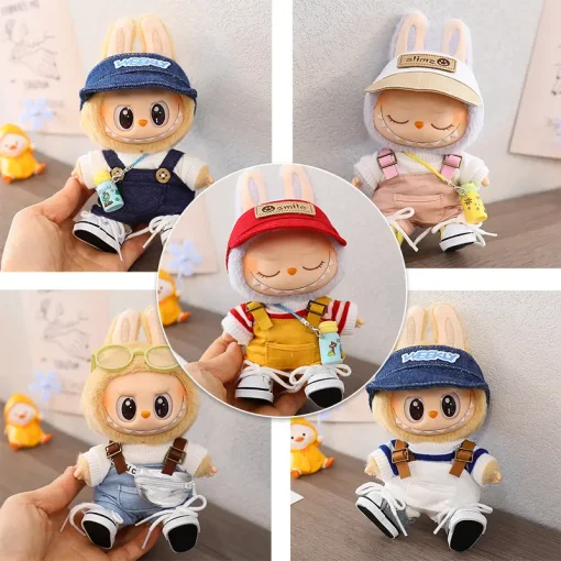 17cm Labubu Doll Outfits Designer Girl Boy Labubu Doll Clothes Fashion Overalls Labubu Accessories Luxury Shoes Glasses Custom