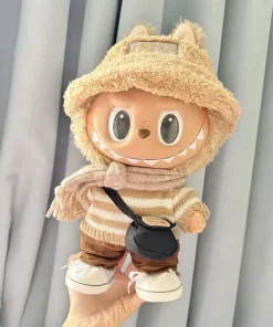 38cm Mini Doll'S Clothes Outfit Accessories For Korea Kpop Exo Labubu Idol V1 V2 Coffee White Striped Sweater Set Clothing